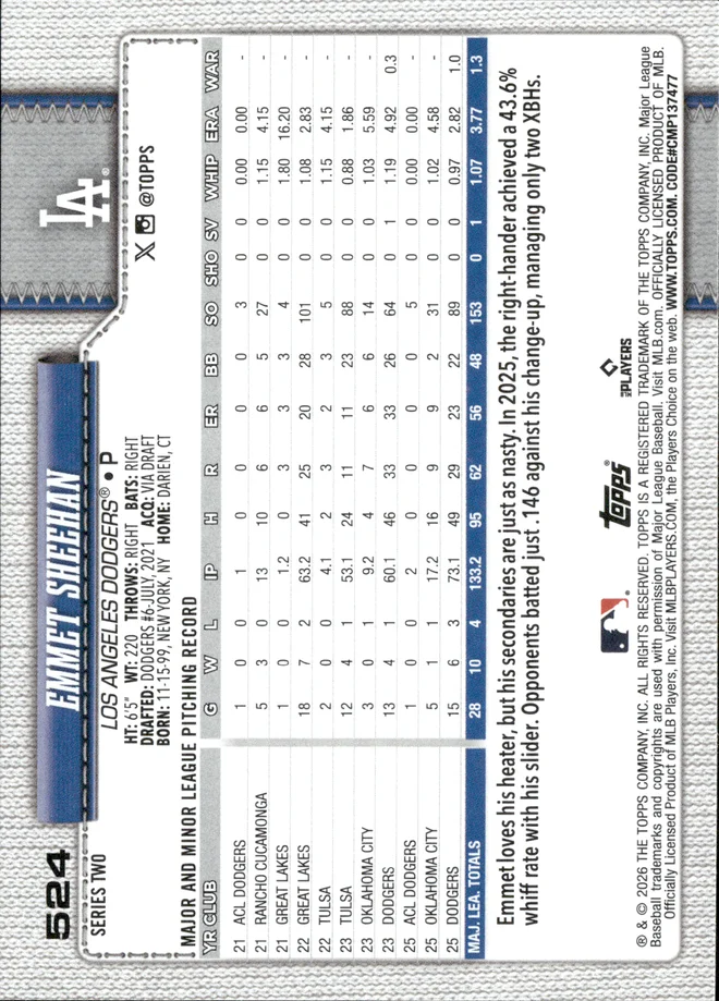 Emmet Sheehan card back