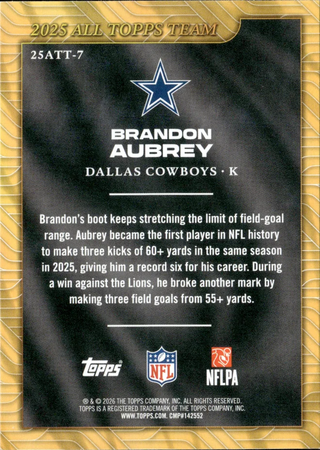 Brandon Aubrey card back