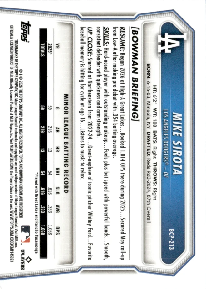 Mike Sirota card back