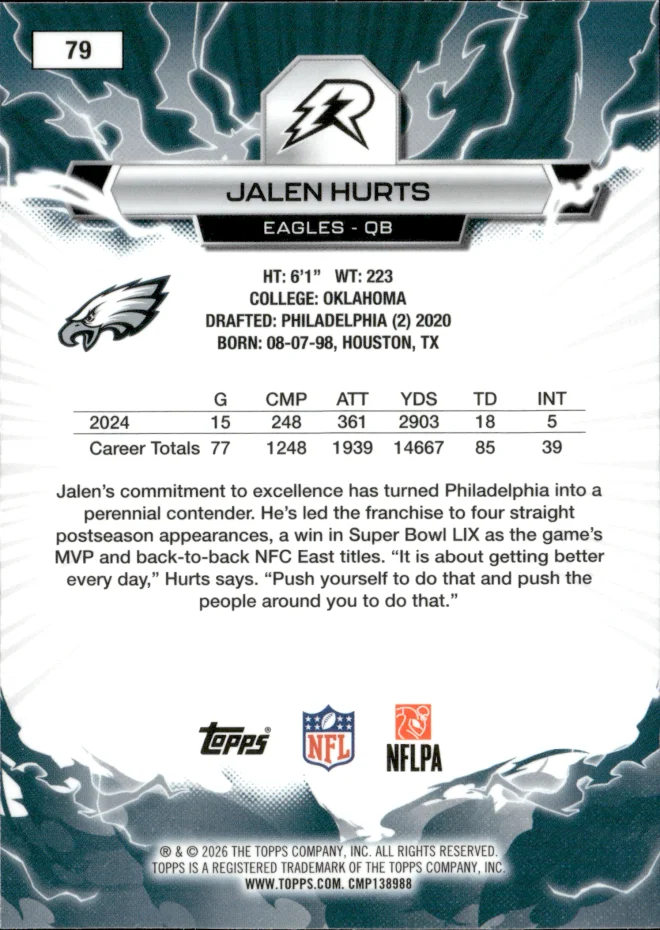 Jalen Hurts card back