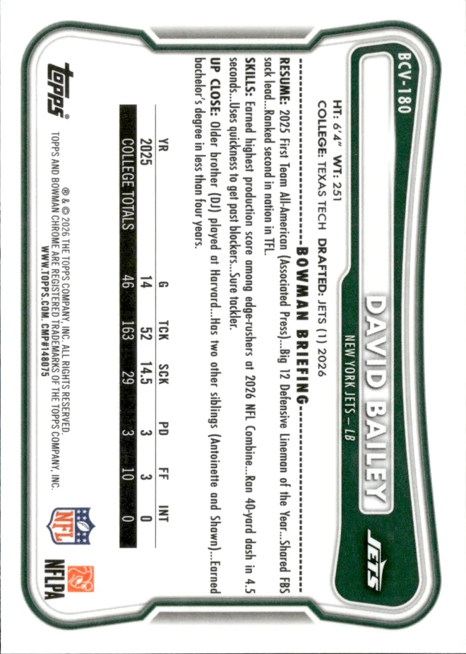 David Bailey card back