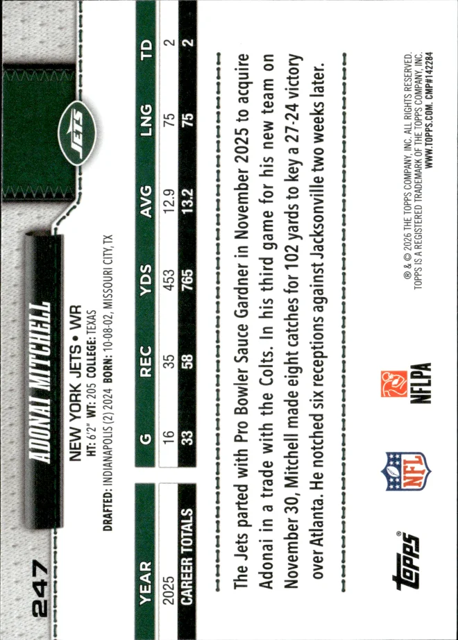 Adonai Mitchell card back