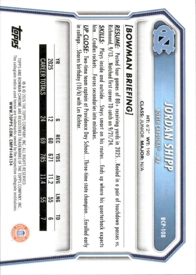 Jordan Shipp card back