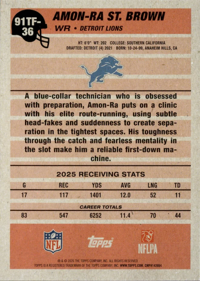 Amon-Ra St. Brown card back