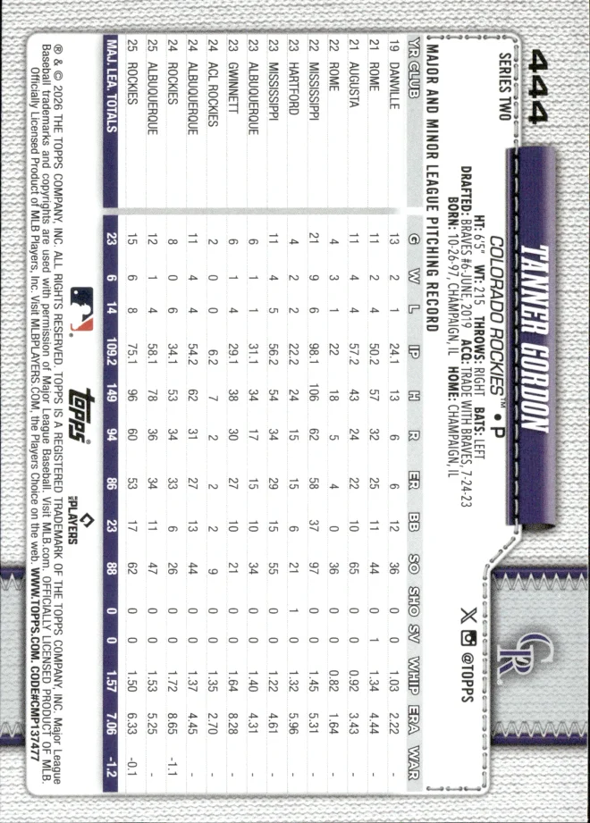 Tanner Gordon card back