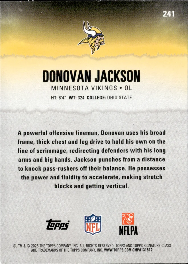 Donovan Jackson card back