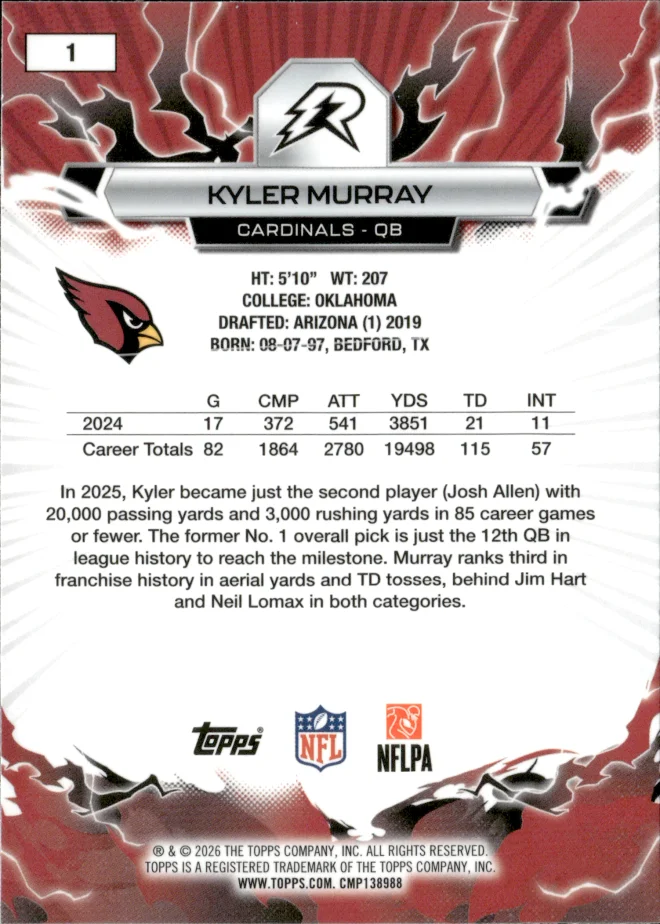 Kyler Murray card back