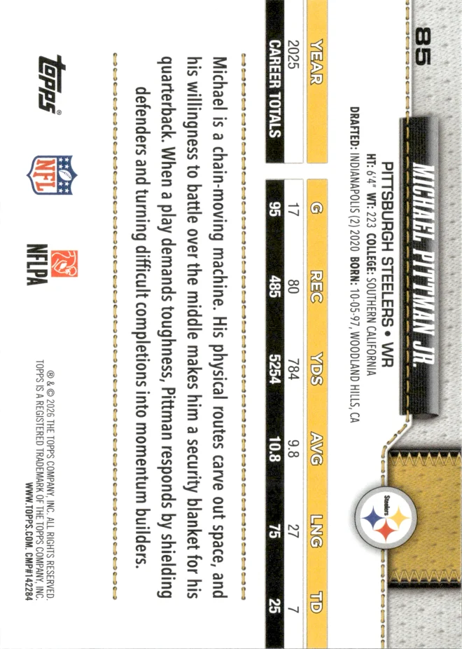 Michael Pittman Jr. card back