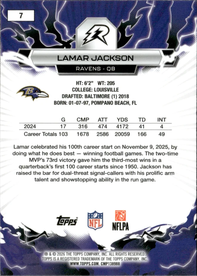 Lamar Jackson card back