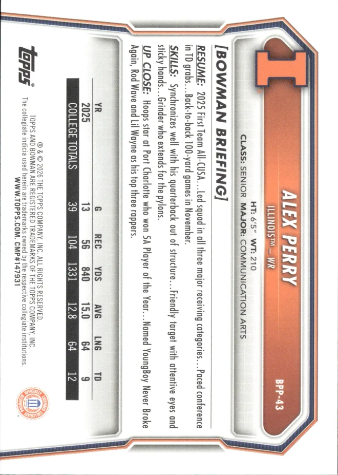 Alex Perry card back