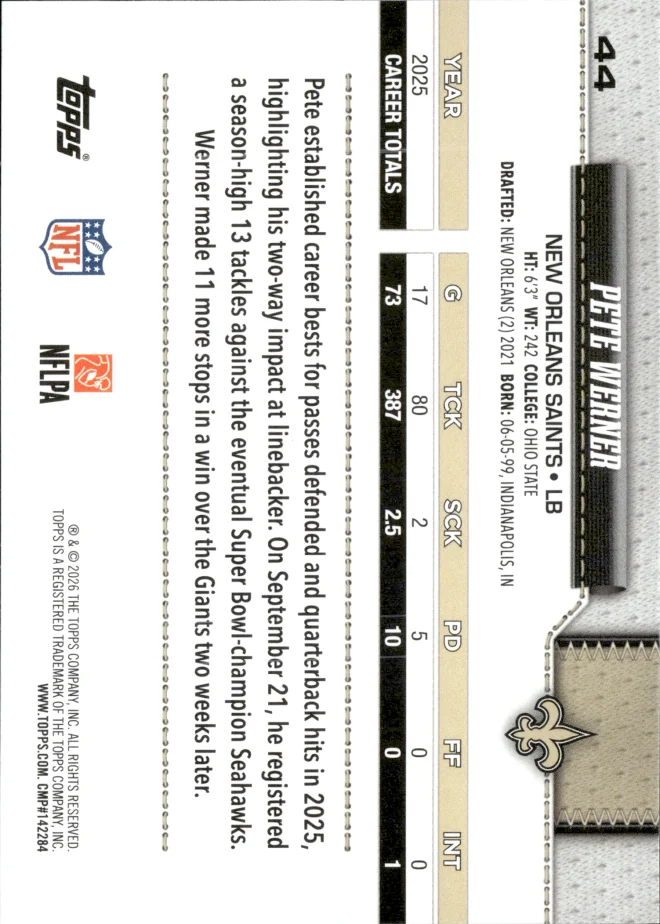 Pete Werner card back