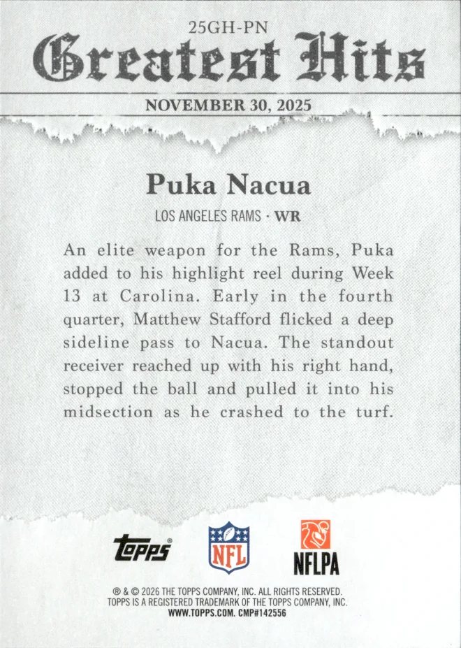 Puka Nacua card back