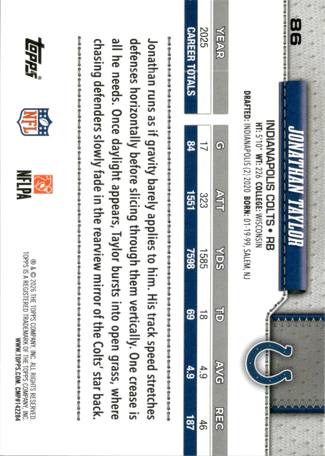 Jonathan Taylor card back