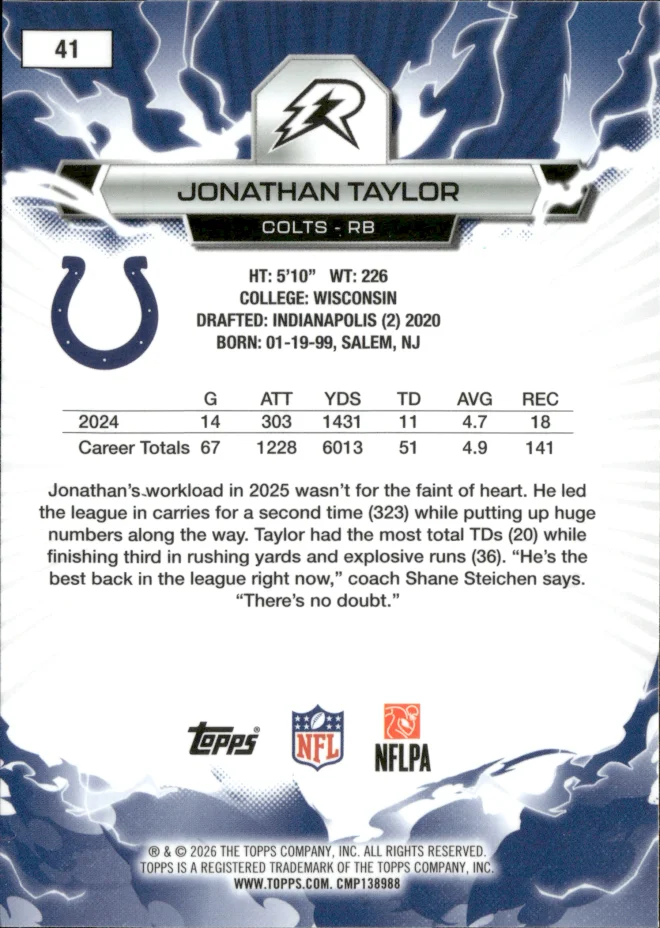 Jonathan Taylor card back