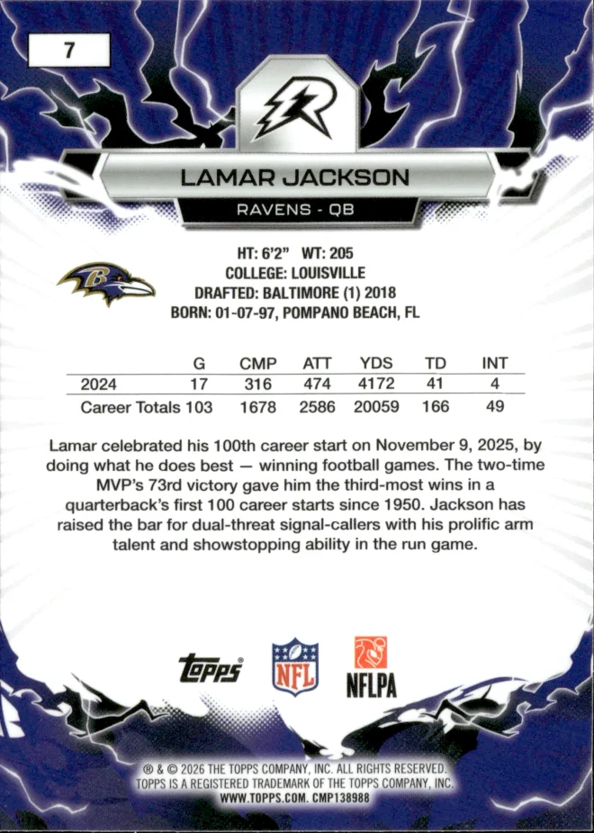 Lamar Jackson card back