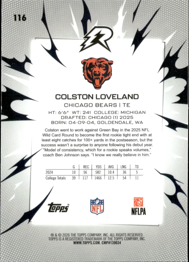 Colston Loveland card back