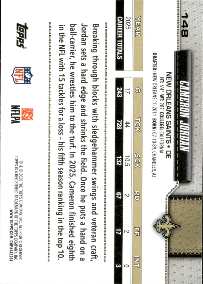 Cameron Jordan card back