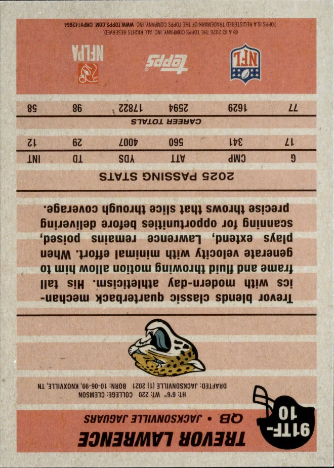Trevor Lawrence card back