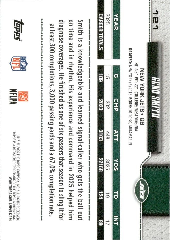 Geno Smith card back