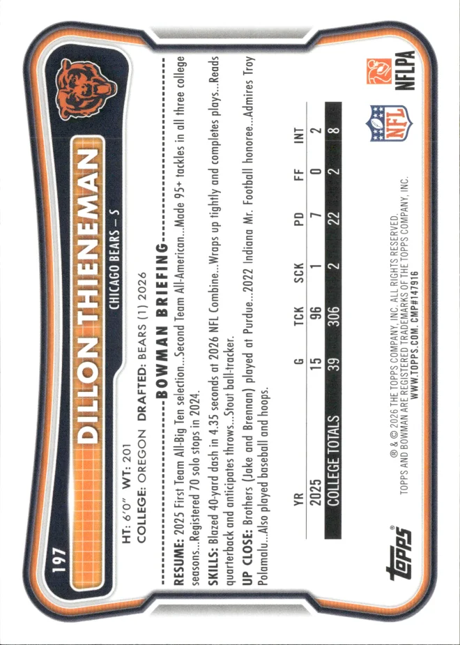 Dillon Thieneman card back
