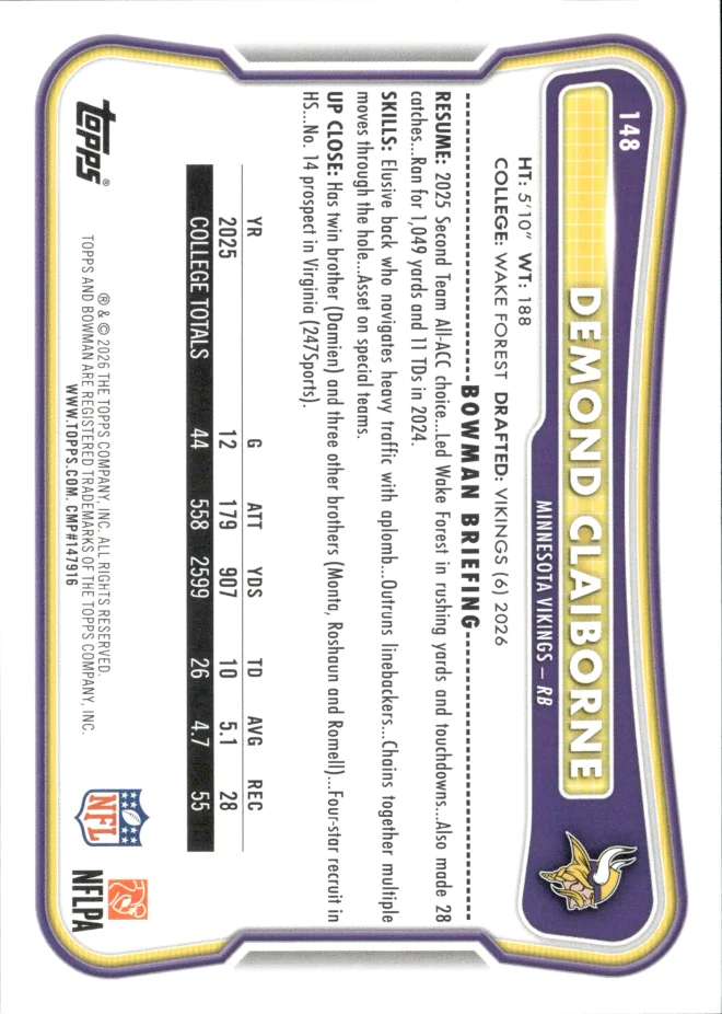 Demond Claiborne card back