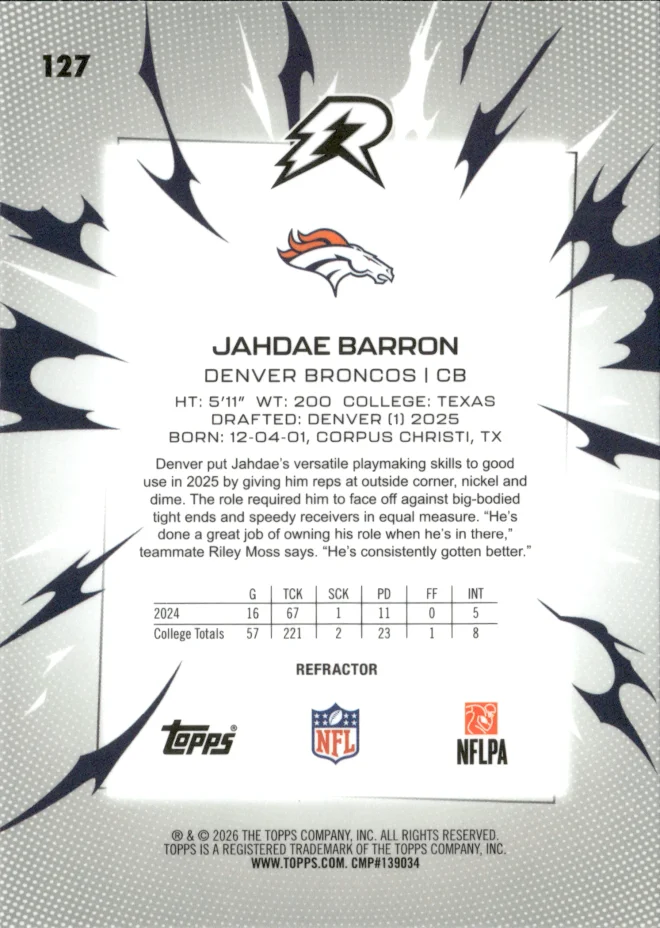 Jahdae Barron card back