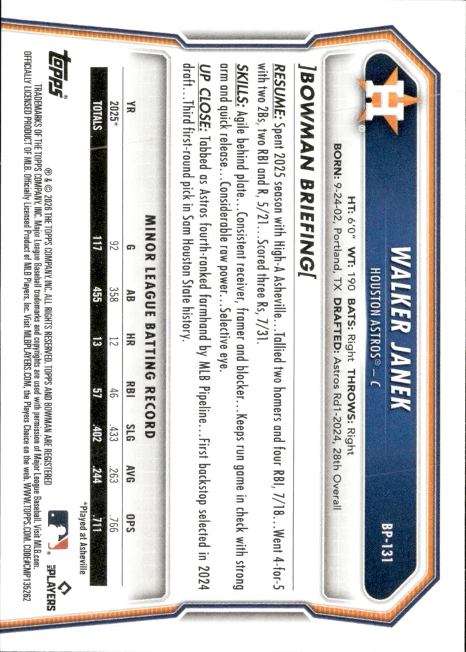 Walker Janek card back