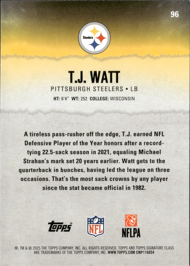 T.J. Watt card back