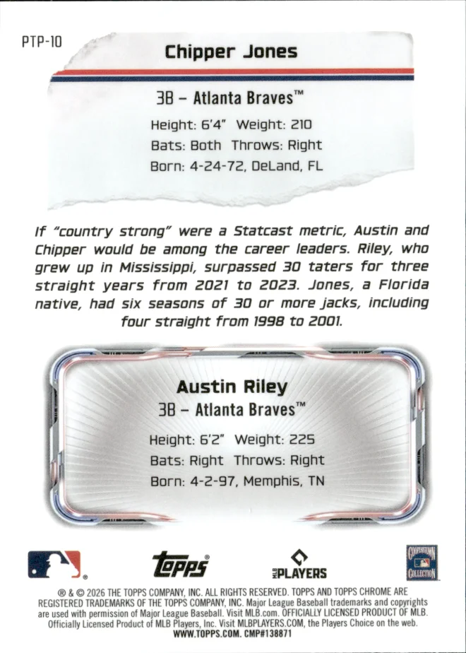 Chipper Jones / Austin Riley card back