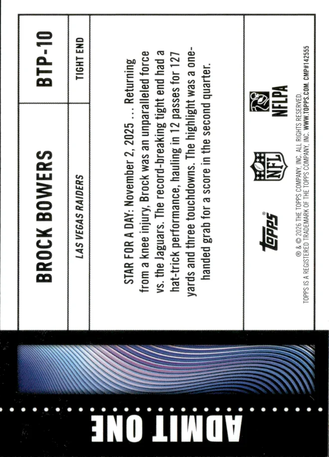 Brock Bowers card back