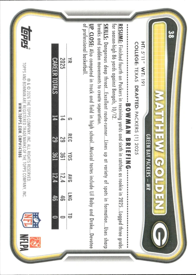 Matthew Golden card back