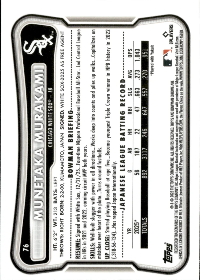 Munetaka Murakami card back
