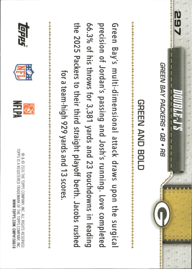 Jordan Love & Josh Jacobs card back
