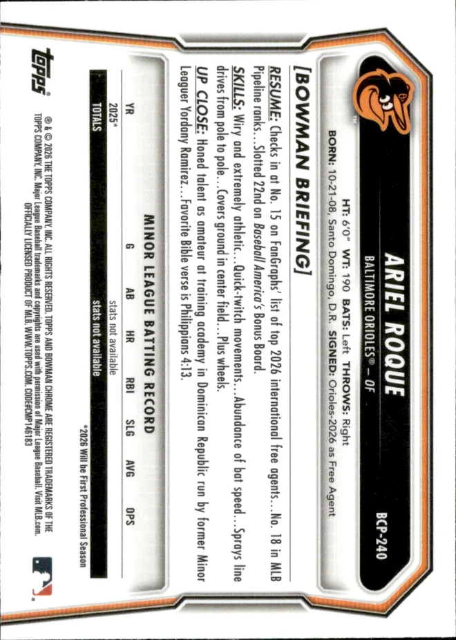 Ariel Roque card back