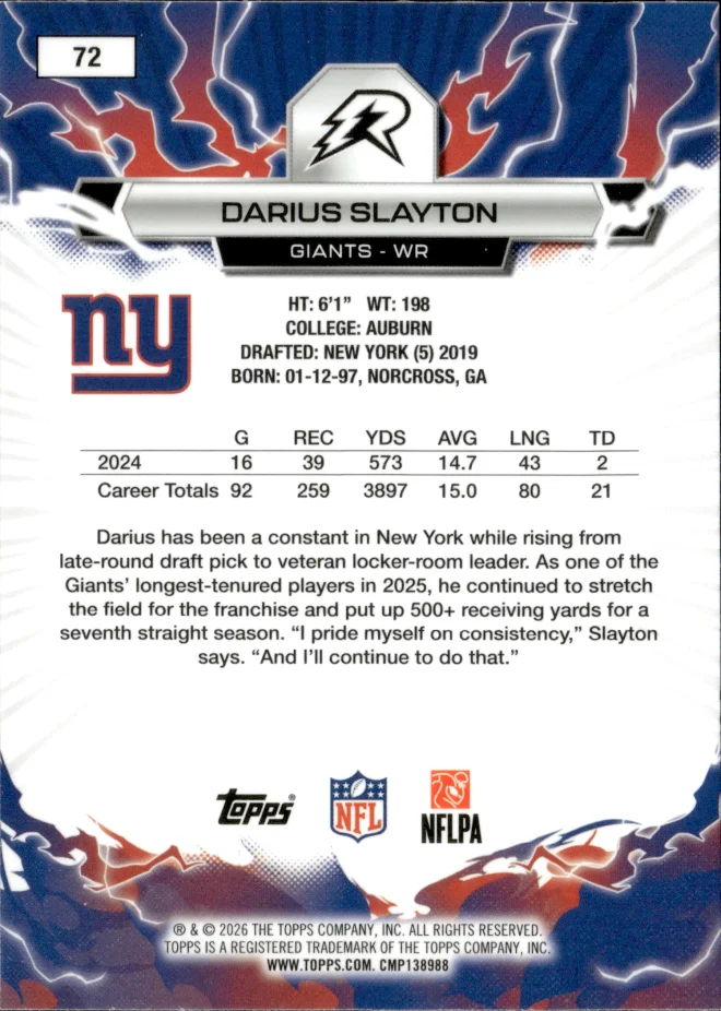 Darius Slayton card back