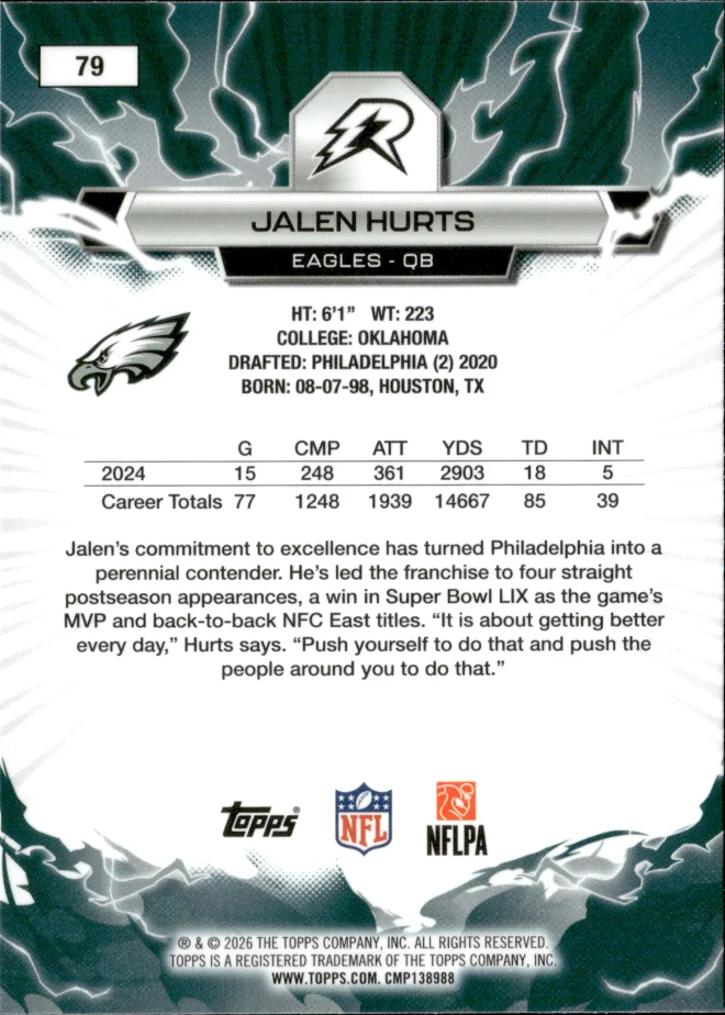 Jalen Hurts card back