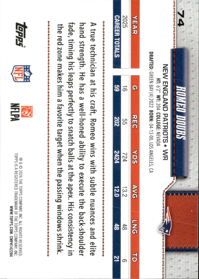 Romeo Doubs card back