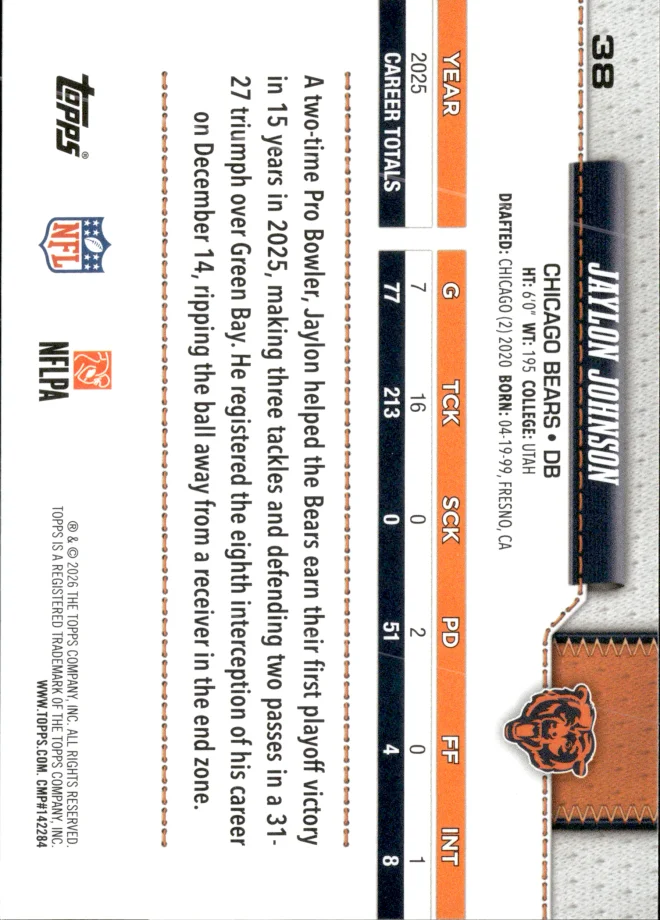 Jaylon Johnson card back