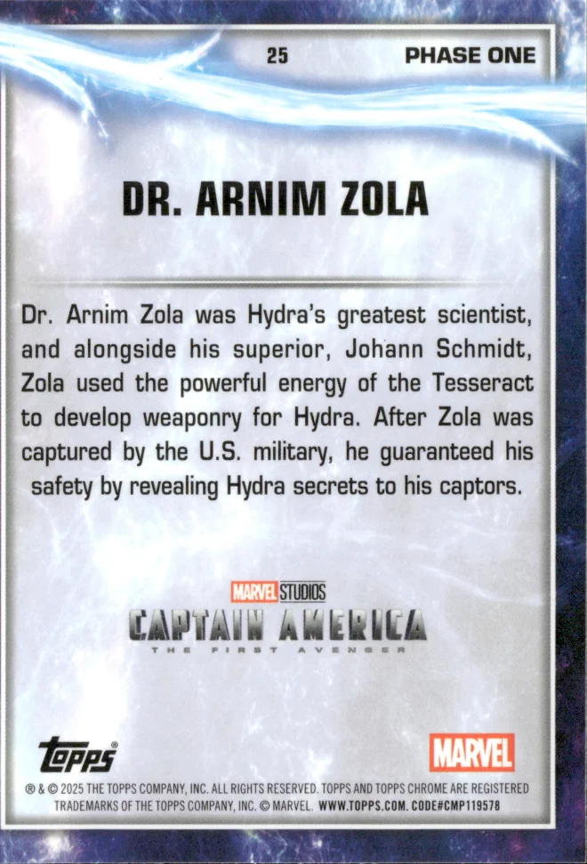 Dr. Arnim Zola card back