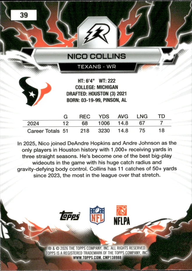 Nico Collins card back