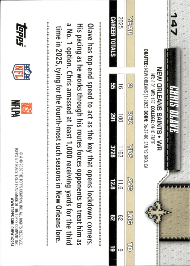 Chris Olave card back