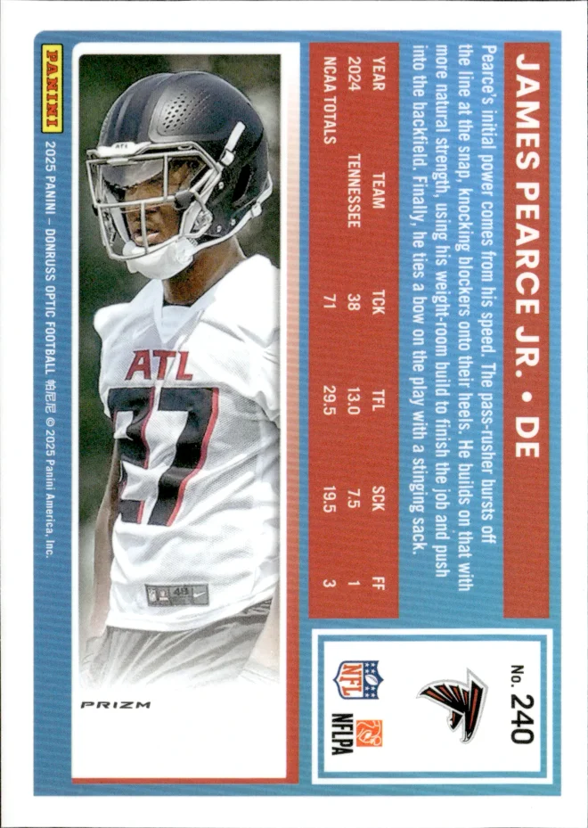James Pearce Jr. card back