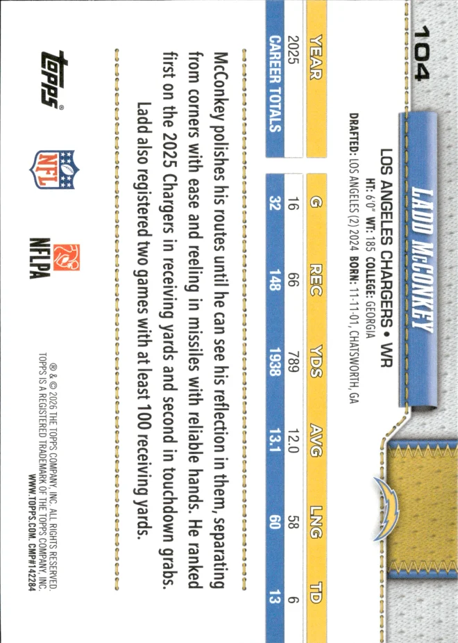 Ladd McConkey card back