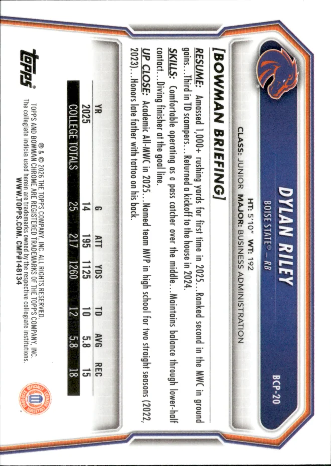 Dylan Riley card back