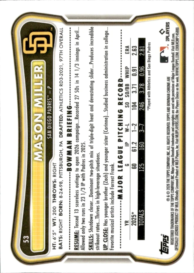 Mason Miller card back