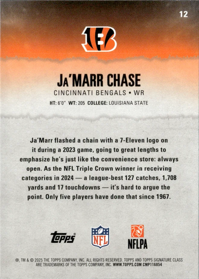 Ja'Marr Chase card back