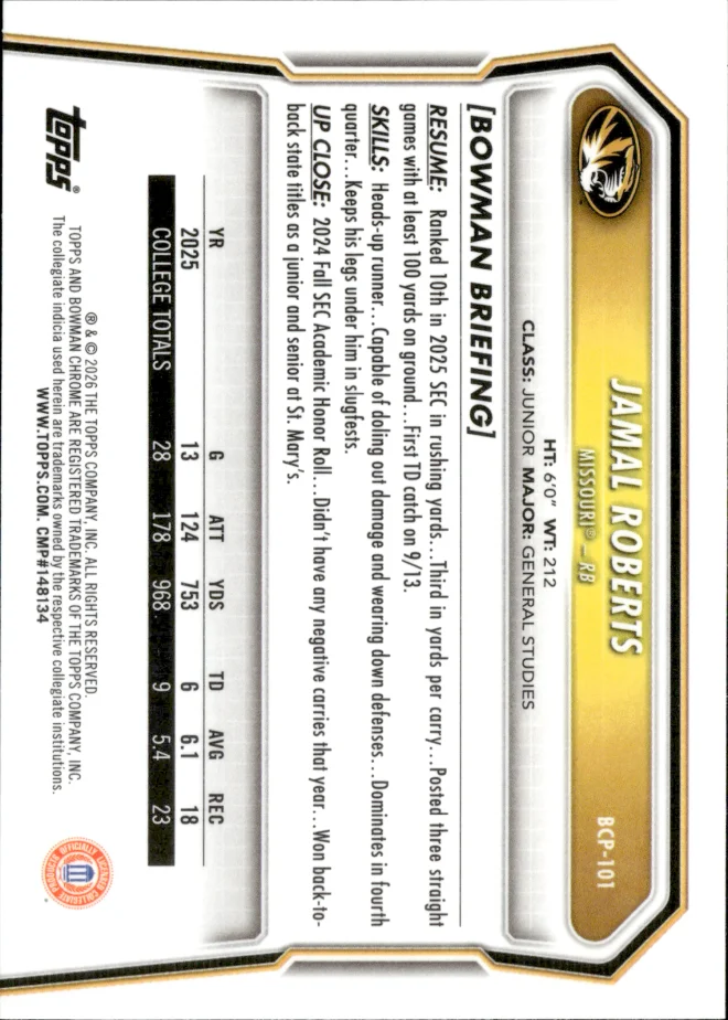 Jamal Roberts card back