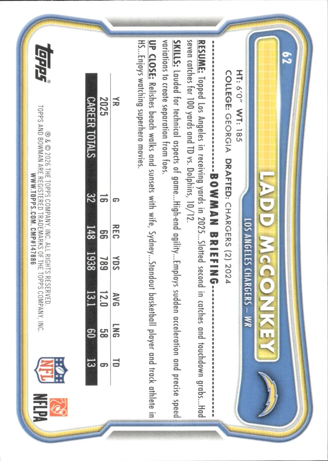 Ladd McConkey card back