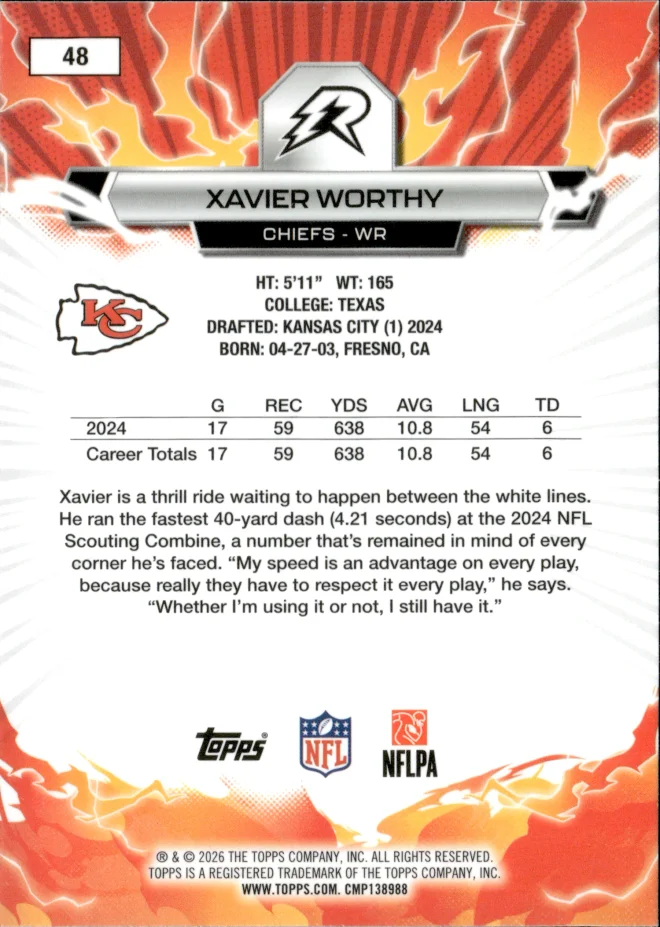 Xavier Worthy card back