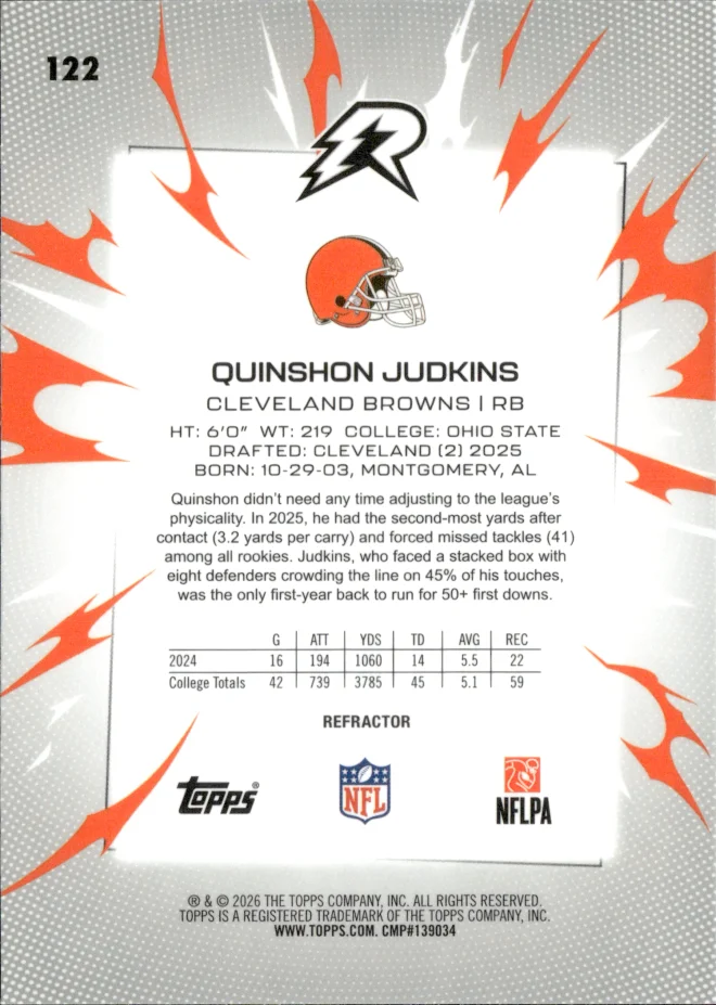 Quinshon Judkins card back